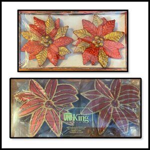 NEW Red & Gold Poinsettia floating candles